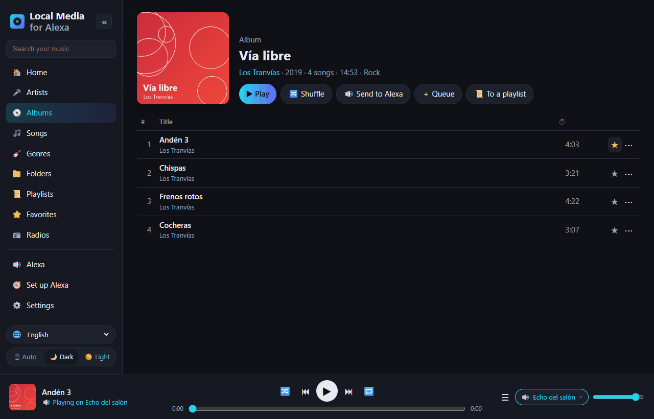 Album view in dark mode